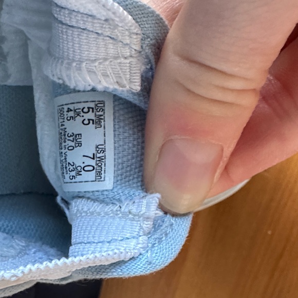 Women’s 7 Men’s 5.5 Vans Baby Sky Blue Slip-On Shoes with Checkered Sole - Picture 5 of 7